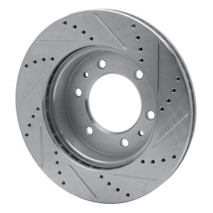 Hummer H3 Brake Rotor (1) - Front Left - R1 Concepts - Drilled & Slotted - Silver - `06-`10